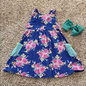 Matilda Jane Monkey in the Middle Dress and Hairbow size 4 EUC